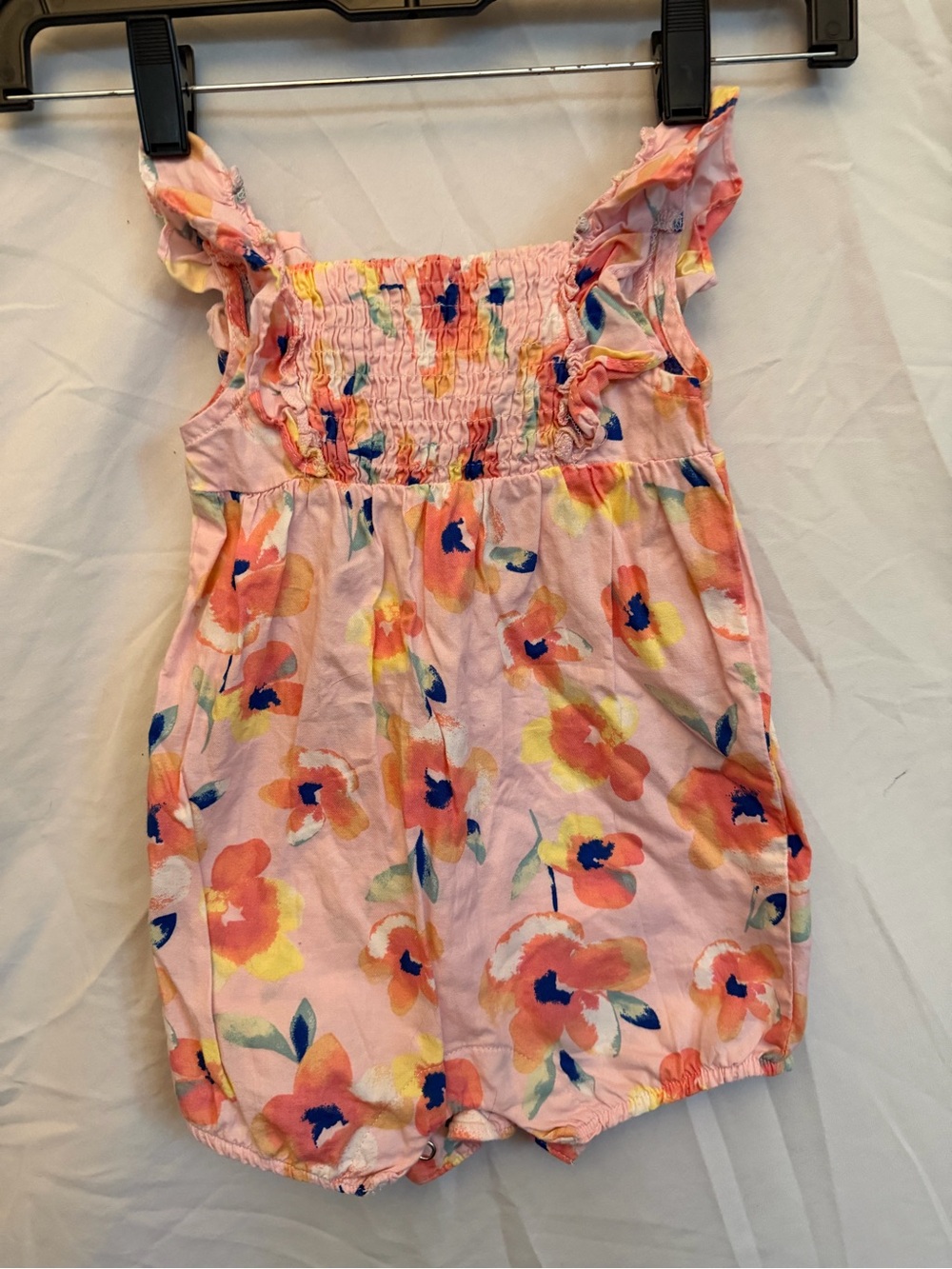 Carter's Pink Floral Baby Romper with Ruffle Straps
